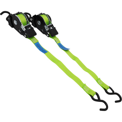 Pair of Retractable Ratchet Straps 25mm Wide 3.6m Long - RW06